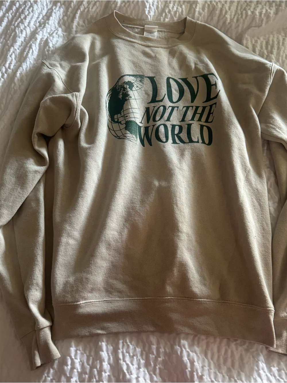 Love Not The World Pullover Cardigan Sweater Medium Beige Cotton